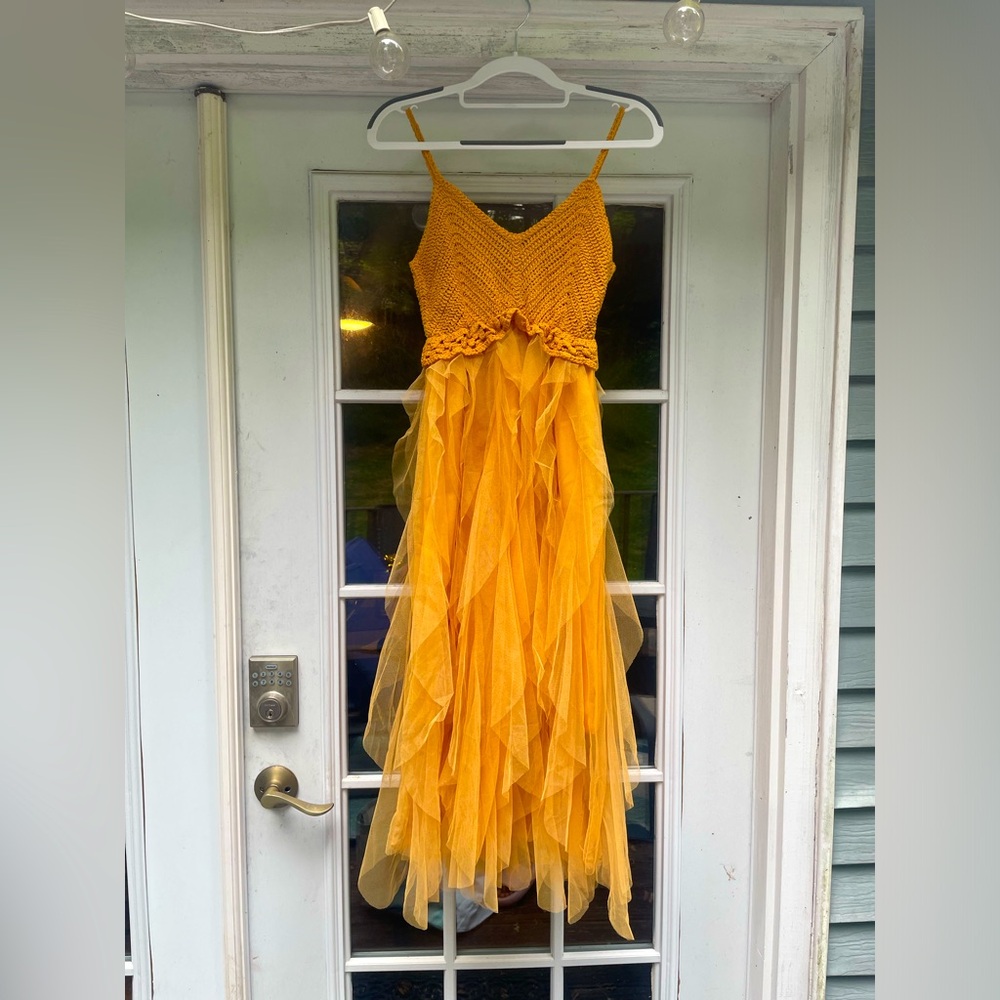 Tulle Skirt Knit Top Dress | Marigold | XS